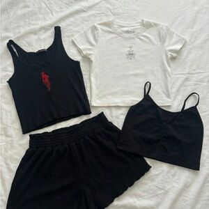 Brandy Melville Black and White Pajama Tops Set